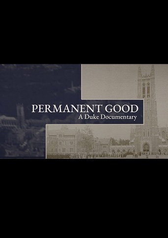 The video thumbnail for Permanent Good with split white/blue duotoned historical images of Duke